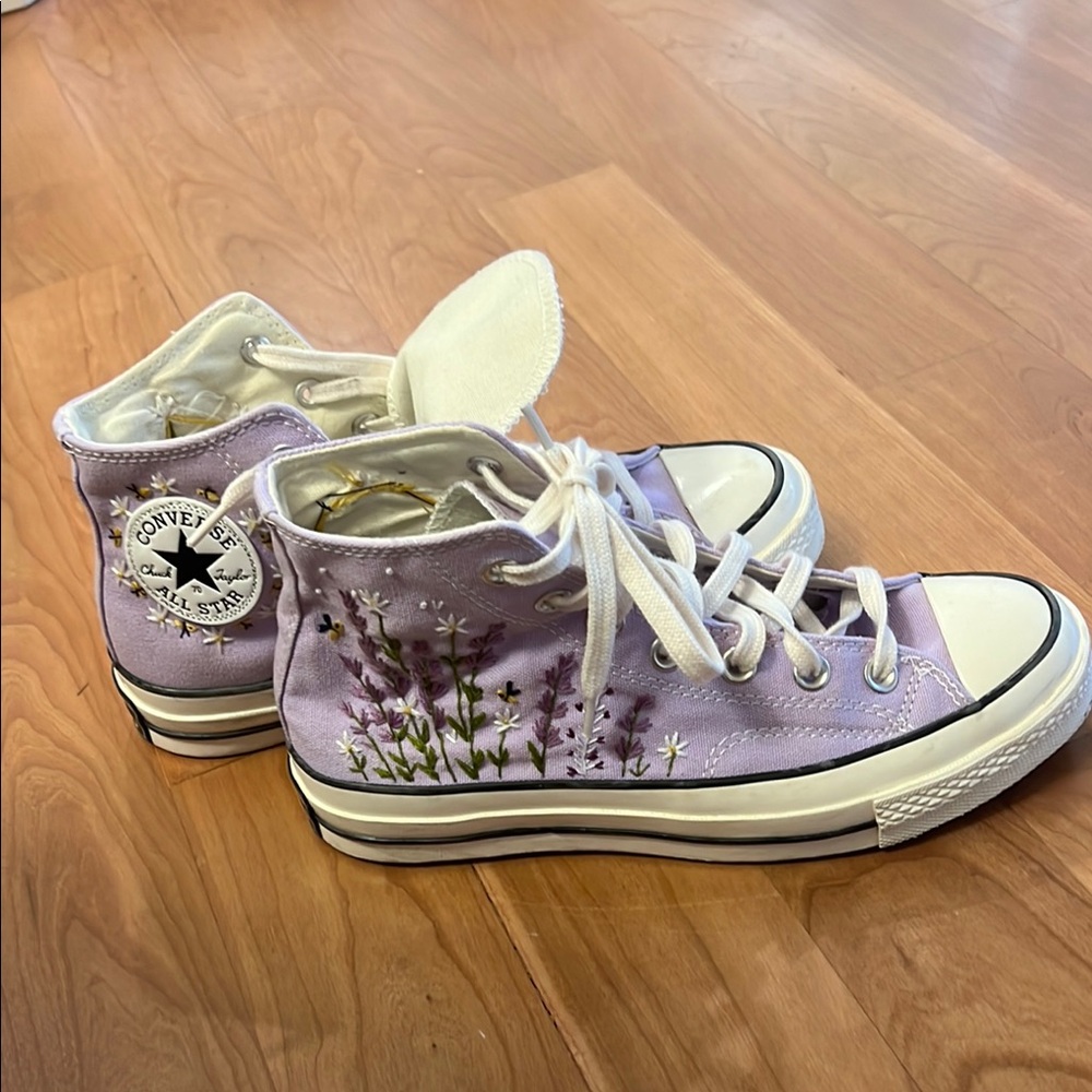 Converse Lavender Floral High-Top Sneakers
